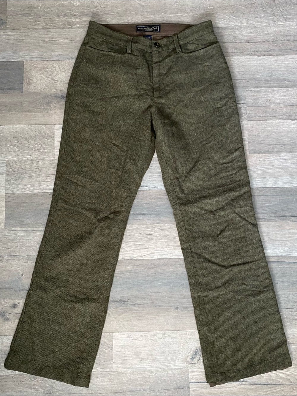 Vintage Abercrombie & Fitch Green Wool Blend Wide Leg High Rise Pants Size 4